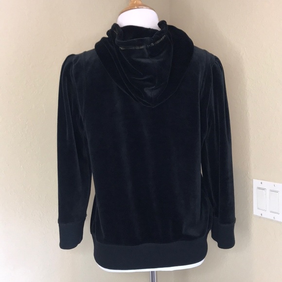 JUICY COUTURE Black Velvet Gold Stitched Hoodie XL - Picture 4 of 7
